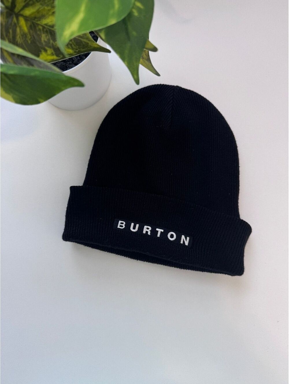 Burton Snowboards Black Cuffed Knit Beanie Embroidered Ski Snowboard Winter Hat